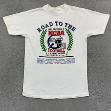 VTG NCAA Championship Shirt Mens Large White 90s Short Sleeve College Football