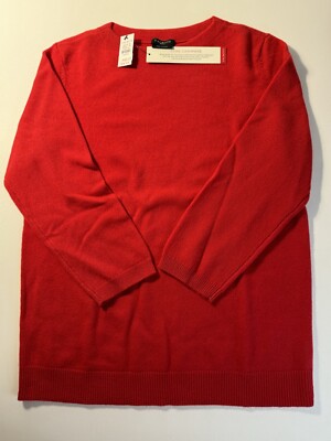 Talbots Audrey Red Poppy Pure Cashmere Sweater Medium Petite New With Tags