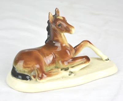 Porzellanfigur Pferd, Fohlen alt, Vintage, L/H  14/8 cm - Bild 1 von 4