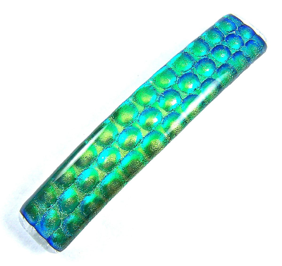 Dichroic Glass Barrette Gold Yellow Green Bubbles Polka Dot 