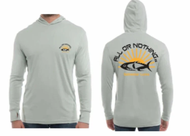 ALL OR NOTHING Mens RISING SUN Performance/Dry Fit Hood/Long sleeve -MED