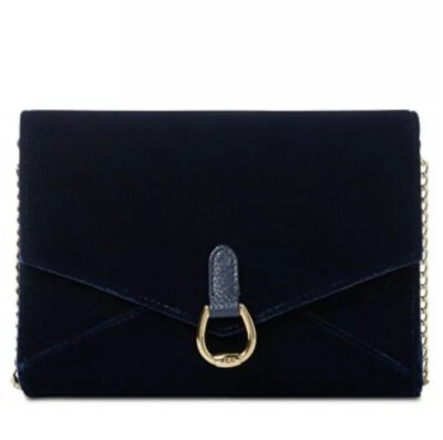 New NWT Lauren Ralph Lauren Womens Bennington Blue Crossbody Handbag Gold Chain