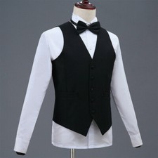 Men Formal Suit Waistcoat Business Vest Solid Casual Sleeveless Top Slim Fit Set