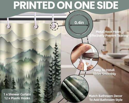 Green Forest Kleiner Duschvorhang Stand Stall Duschvorhänge Rv Schmal Na... - Bild 5 von 7