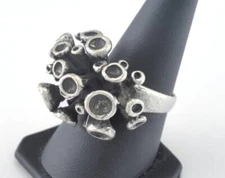 Ring Adjustable Ring Bezel - Cup Antique Silver Plated brass 18mm 8US 2697