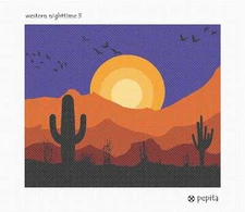 Western Nighttime 3 Needlepoint Kit or Canvas