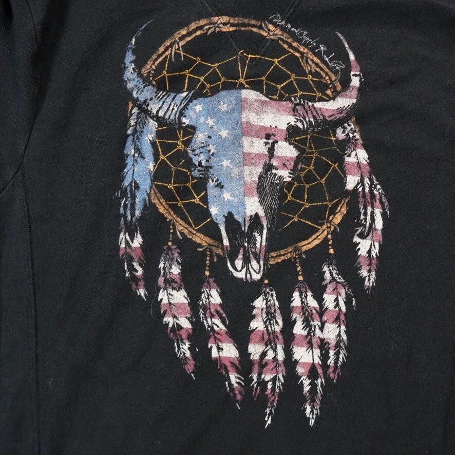 Sudadera Ralph Lauren Denim Supply Para Hombres M/L Negra Calavera Atrapasueños Suroeste Foto 2 de 4