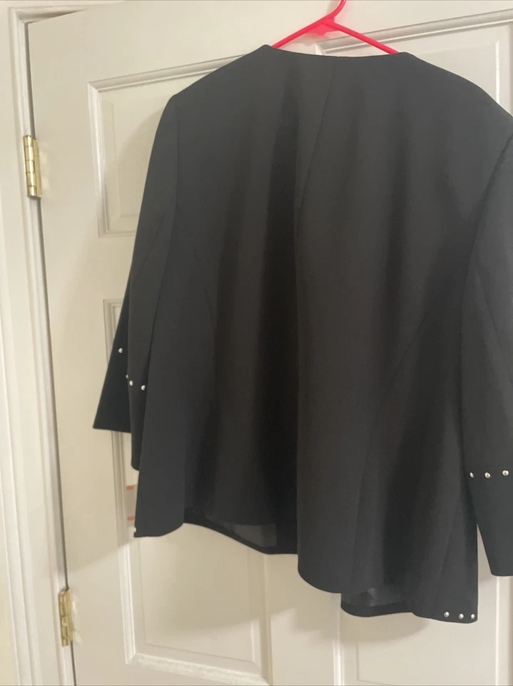 Kasper Women's Plus Size Stud-Trim Open-Front Jacket Black Size XXL - Image 4 of 4