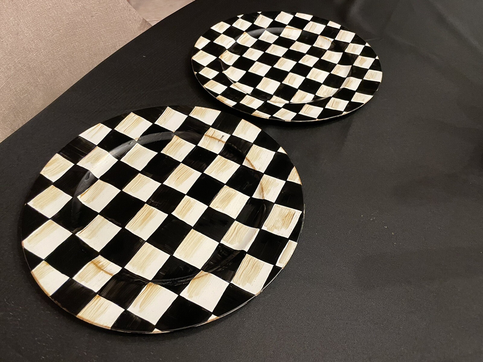 Set Of 2 Mackenzie Childs Inspired Courtly Check Charger Plates eBay