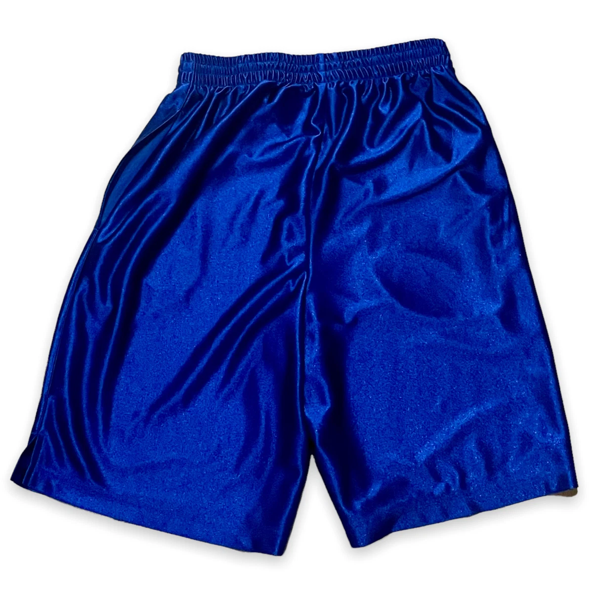 Vintage Rare Tek Gear Dazzle Basketball Shorts Silky Shiny Blue Small