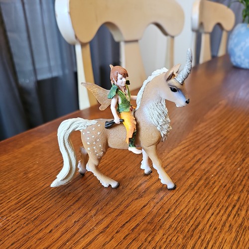 SCHLEICH Bayala Magical Male Elf on Forest Unicorn - HTF