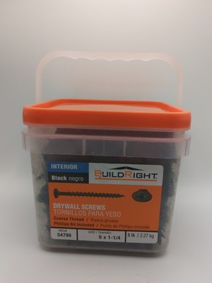 BuildRight Drywall Screws #6 x 1-1/4'' Coarse Thread Phillips 5 lb Tub 54799 NEW