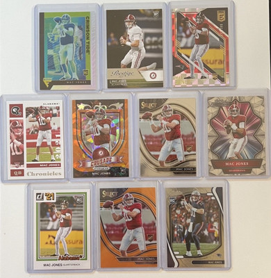 LOT OF (10) DIFFERENT MAC JONES ROOKIE RC, NEW ENGLAND PATRIOTS 110725