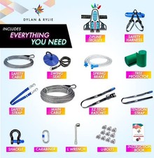 Zipline Kit - 120ft Zip Line With Brake, Safety Harness, Seat, Perfect For -