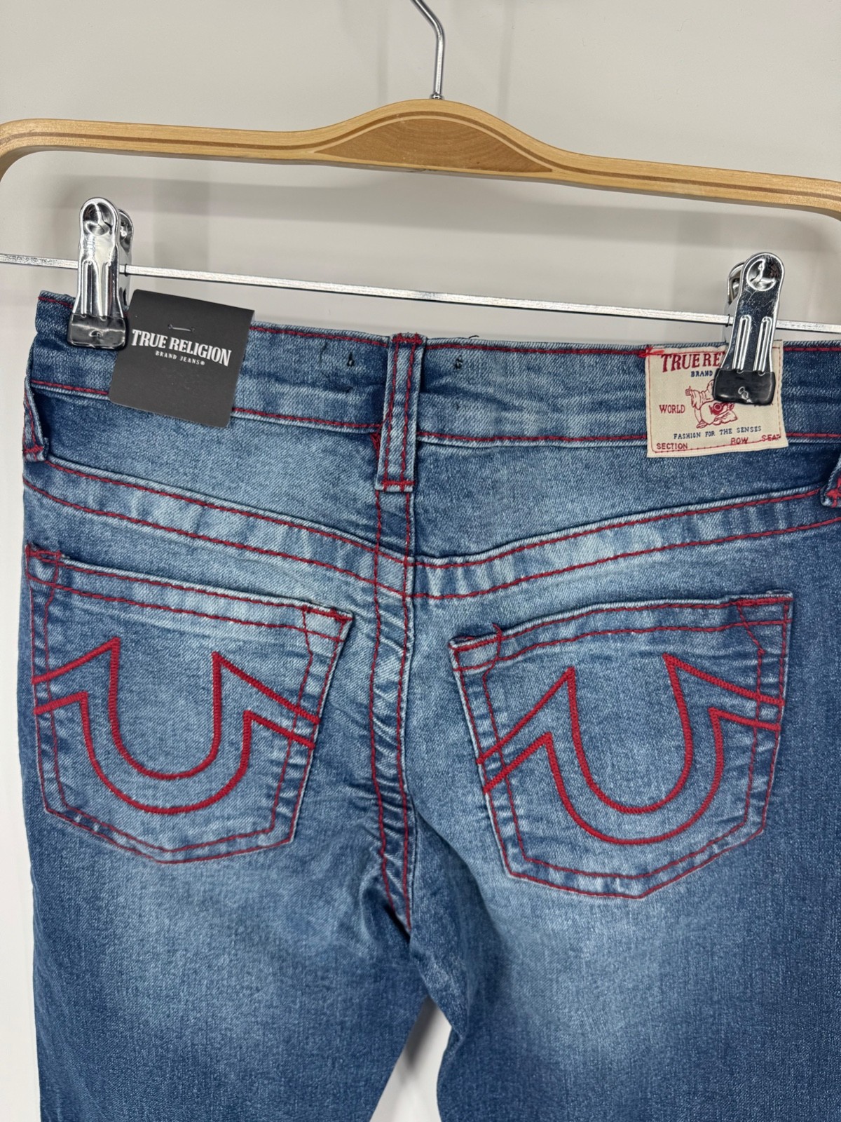 NWT True Religion Ricky SN Chain Stitch Jeans Boys 12 Lagoon Blue Distressed thumbnail 4