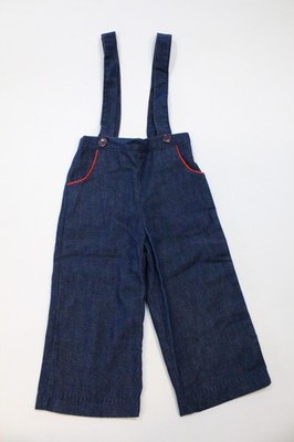 Vintage Toddler Denim Blue Jeans With Suspenders by Thomas Size 3 Made in USA