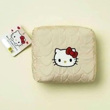 Sanrio Hello Kitty Quilted Pouch White Official Korea NWT Bag Charm Soft Mascot