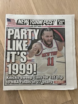 New York Post Newspaper Party Like It s 1999 NY KNICKS NBA Playoff Final 5/26/26