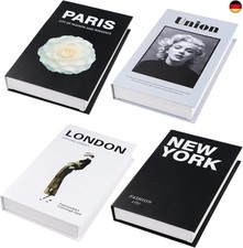 4 Stück Deko Bücher für Heimdekor, Dekorative Bücher Faltbare, Buchattrappe Dek