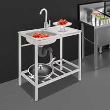 Utility Sink with Faucet  Storage Shelf Garage Laundry Kitchen Stainless Sink