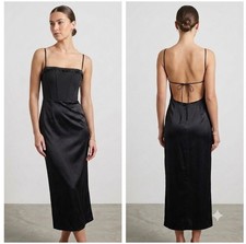 Zum Zum Niki Livas Juniors 11 12 Black Satin 90s Long Dress Strappy Back L Prom