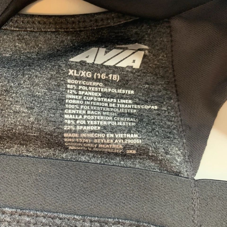 Avia XL Sports Bra Women’s Racer Back Gray Light Padded Scoop Neck - Image 2 of 4