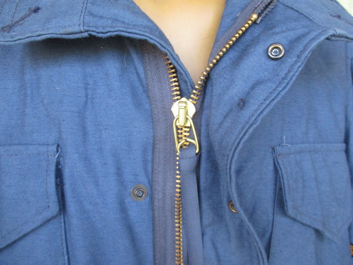 Vtg 80s USAF BLUE M-65 Field Jacket, M-1965 Coat, LARGE REGULAR