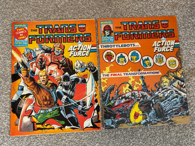 Marvel Transformers UK Comic x2  1st with Action Force Strip #153-154 Feb 1988