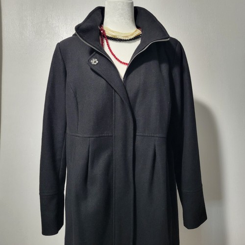 Abrigo Chaqueta de Invierno DKNY Mezcla de Lana Cintura Imperio Plisada con Capucha Talla 18w Negro - Imagen 3 de 18