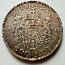 M301 - ROMANIA 1942 - SILVER (.835) - 200 Lei - MIHAI I.  KM #63 - see photos