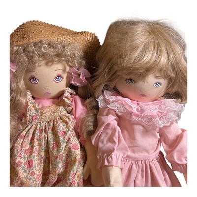 2 Dolls  By Pauline Bjonness Jacobsen Design 20'' Soft ClothDress 1983 Big Hair