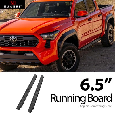 APS Black Running Boards For 24-26 Toyota Tacoma Double Cab Crew Cab