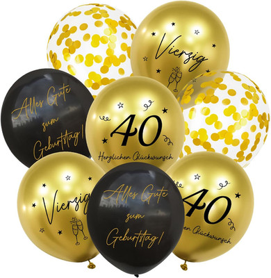 24er Set 40. Geburtstag Luftballons Gold Schwarz Party Deko