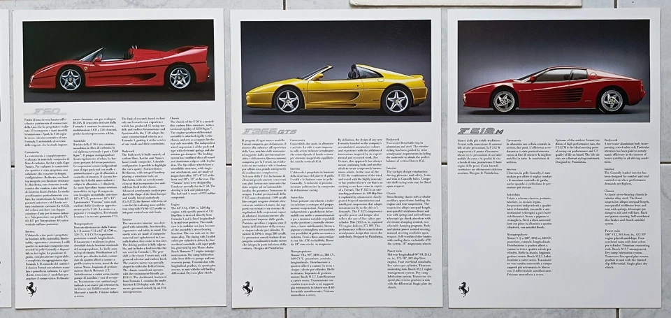 FERRARI Cartella Stampa 1995 con Schede Tecniche : F50 F512 M F355 GTS F355 Spyd Foto 4 de 4
