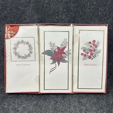NOS Christmas Cards Variety Box Set Merry Christmas Happy Holidays 12 Total