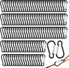 Carabiner Aluminum Alloy Spring Snap Hook 300 Pcs 2" Black Bulk Pack Keychain
