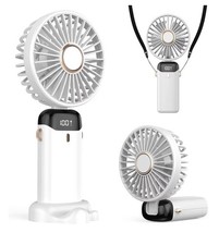 Tragbarer Handventilator, 4200mAh USB Ventilator mit LED Display Weiß