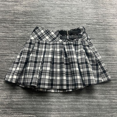 Zara Skirt Size 8 Youth Plaid Adjustable Waist Ruffle Buckles Zipper