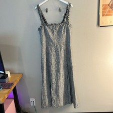Reformation Linen Lavender Black and White Dress Size 12