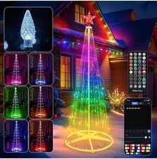  6 Ft Smart Christmas Cone Tree, 118 C6 LED Lights with Star Topper With Remote