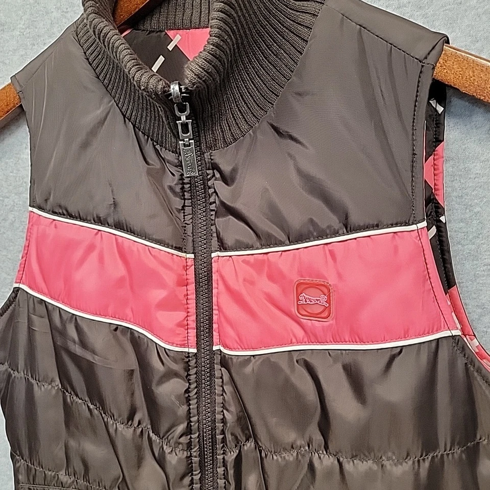Chaleco acolchado aislante reversible LE TIGRE talla M rosa chocolate Argyle retro años 80  Foto 3 de 4