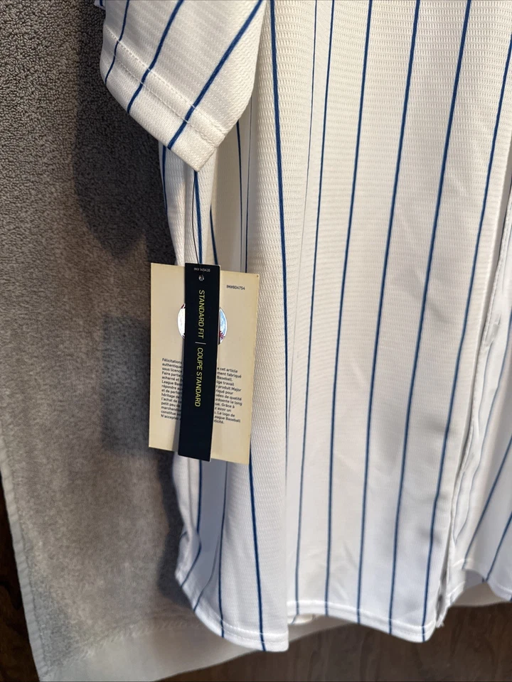 Nike MLB Chicago Cubs Button Up White Pin Stripe Jersey Blank NWT Mens Sz Large - Image 4 of 4