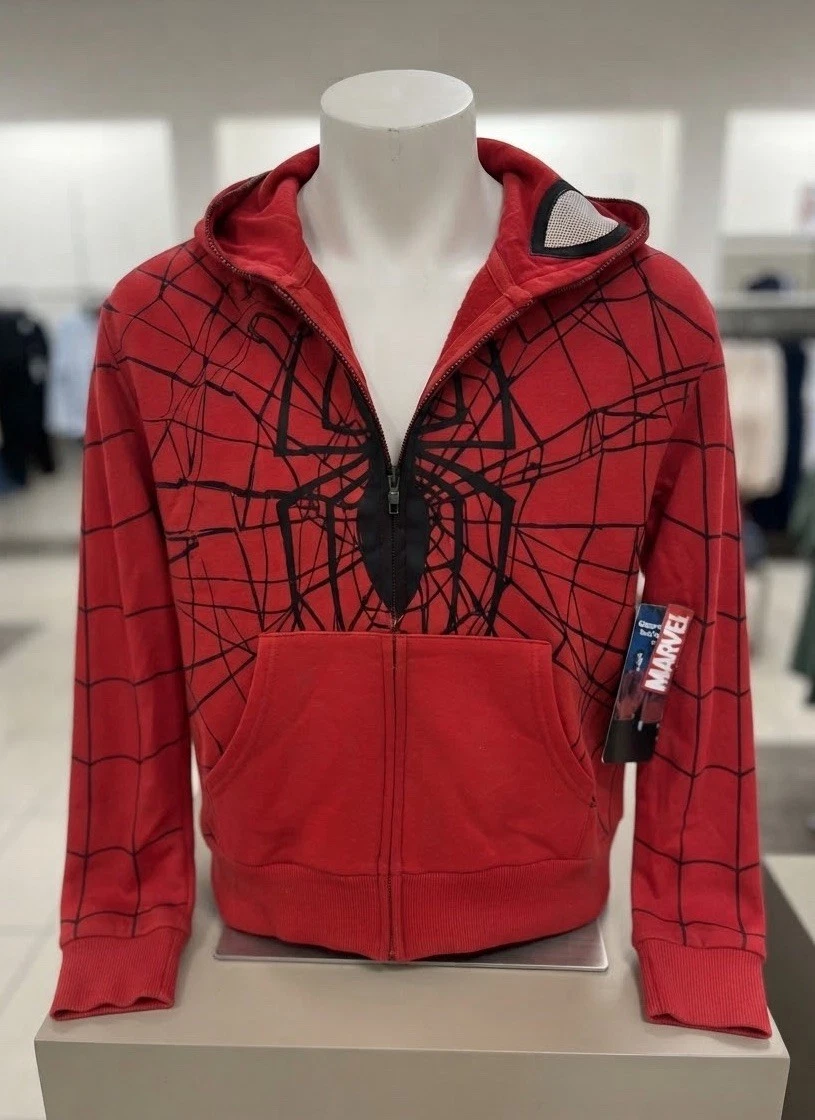 MARVEL SpiderMan Cosplay Adulto Unisex Cremallera Frontal Sudadera con Capucha Talla XL