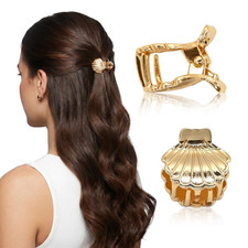 2Pcs Alloy Seashell Small Hair Claw Clips, Shell Clsmp Hair Clip, Cute Seashell