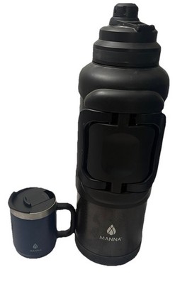 Manna Titan Stainless Steel Insulated Water Jug 4L Black Onyx 1.5 Gallon And Mug