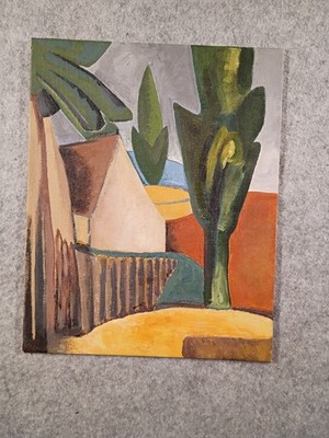 Picasso Inspired Vintage Modern Geometric Acrylic Painting on Canvas Board 8x10''