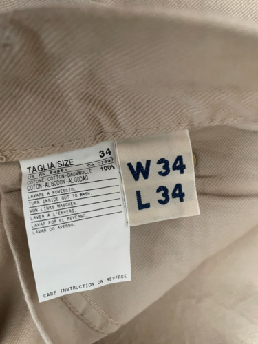 United Colors of Benetton Flat Front Denim Pants Mens 34x34 Khaki - Picture 3 of 4