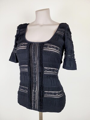 Cinq À Sept Cari Black Lace Scoop neck Scoop back top Size Small