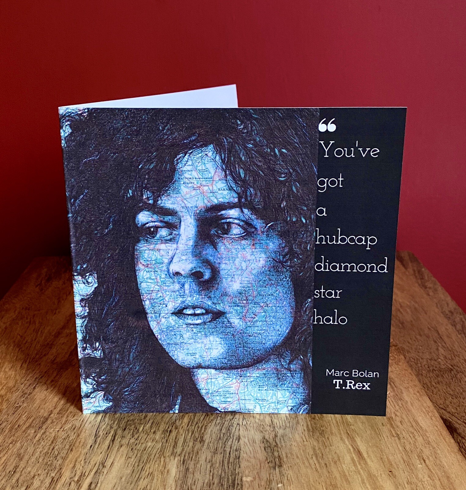 Pop Art Grußkarte „Marc Bolan“ – Stylisches Design, Hommage An Den Musikstar | Für Fans & Sammler