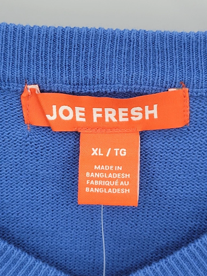 Suéter Joe Fresh Para Hombre Medio Azul Cuello en V Moderno Manga Larga Algodón Minimalista Foto 3 de 4